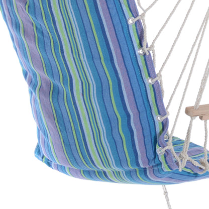 Hanging Rope Chair with Soft Padded Seat & Backrest, Portable Garden Hammoc Chair with Wooden Support Bar, Armrests