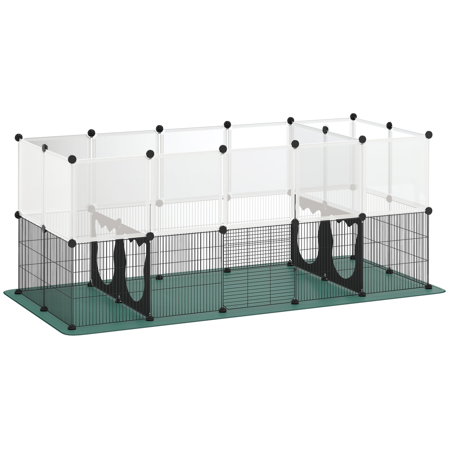 Pet Playpen with Waterproof Mat, DIY Small Animal Enclosure 34 Panels, Indoor/Outdoor Metal Pet Fence for Guinea Pigs