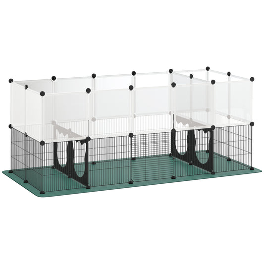 Pet Playpen with Waterproof Mat, DIY Small Animal Enclosure 34 Panels, Indoor/Outdoor Metal Pet Fence for Guinea Pigs