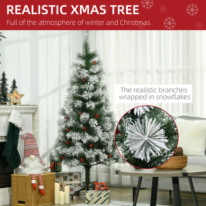 Indoor Christmas Tree Artificial Berry Xmas Decoration with Metal Stand and 184 Tips (5FT(150CM))