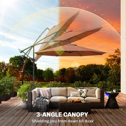 3 m Overhanging Cantilever Parasol, with Cross Base - Wine Red