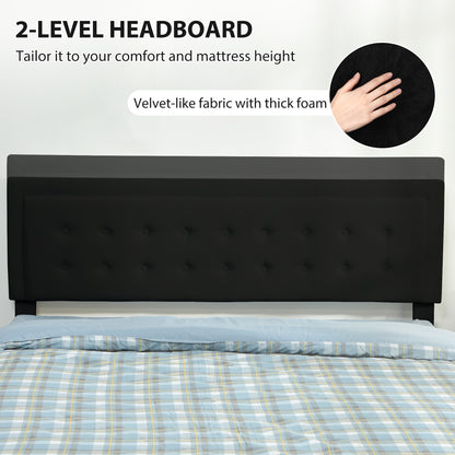 King Size Ottoman Bed Frame, with Front Drawer - Black