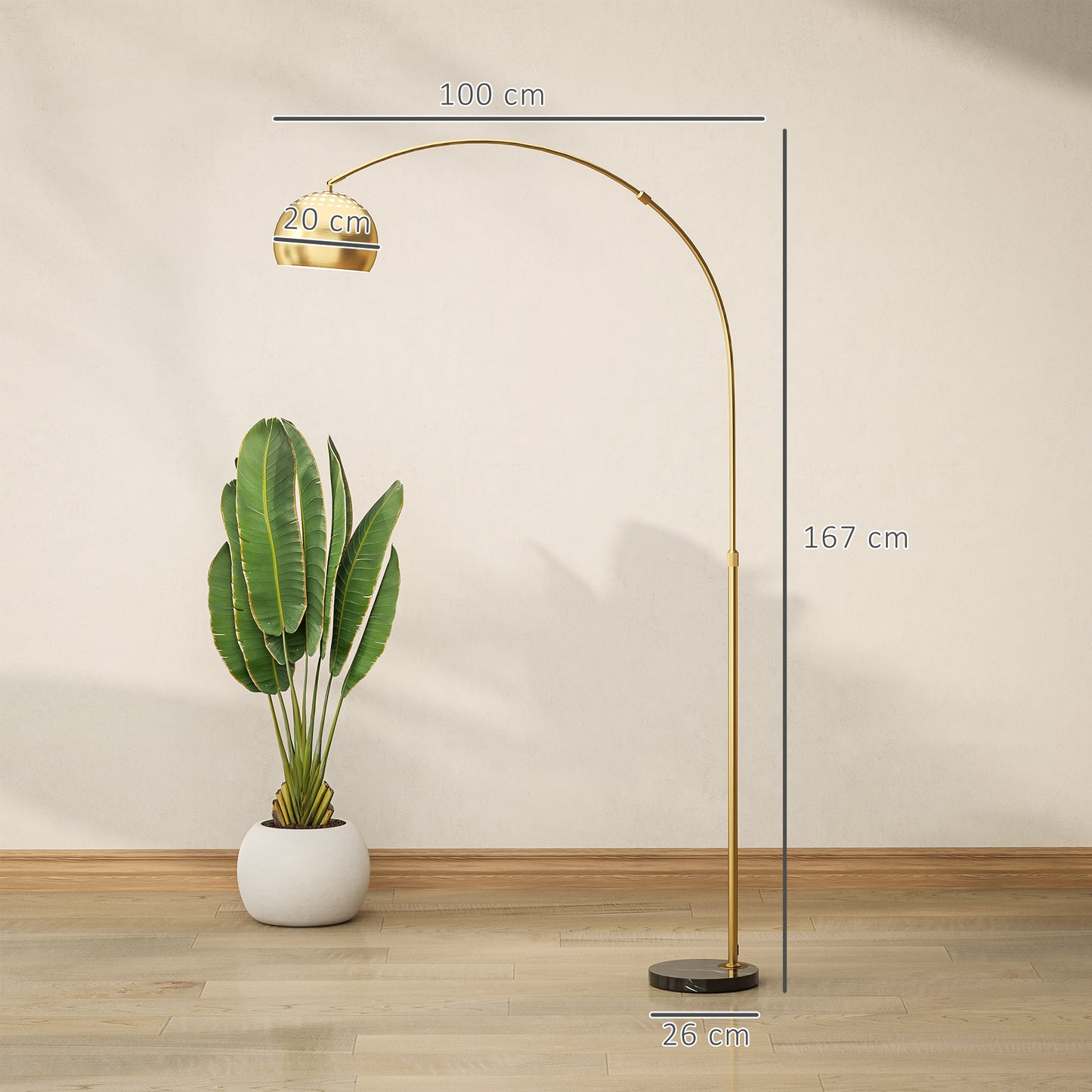 167cm Arc Floor Lamp for Living Room, Modern Adjustable Standing Lamp with Foot Switch