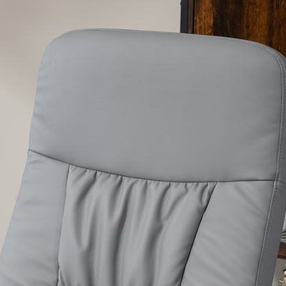Swivel Recliner Chair with Footstool, PU Leather Armchair and Ottoman with High Back and Round Base for Living Room