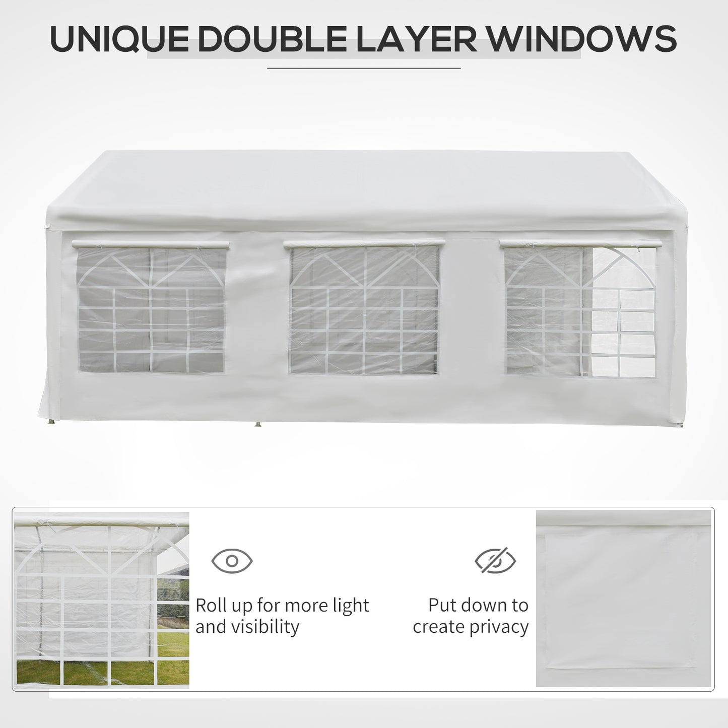 6m x 3m Garden Gazebo Marquee Wedding Shelter Level 4 Wind Protection, White