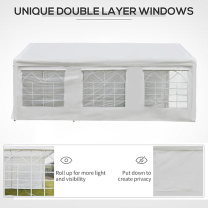 6m x 3m Garden Gazebo Marquee Wedding Shelter Level 4 Wind Protection, White