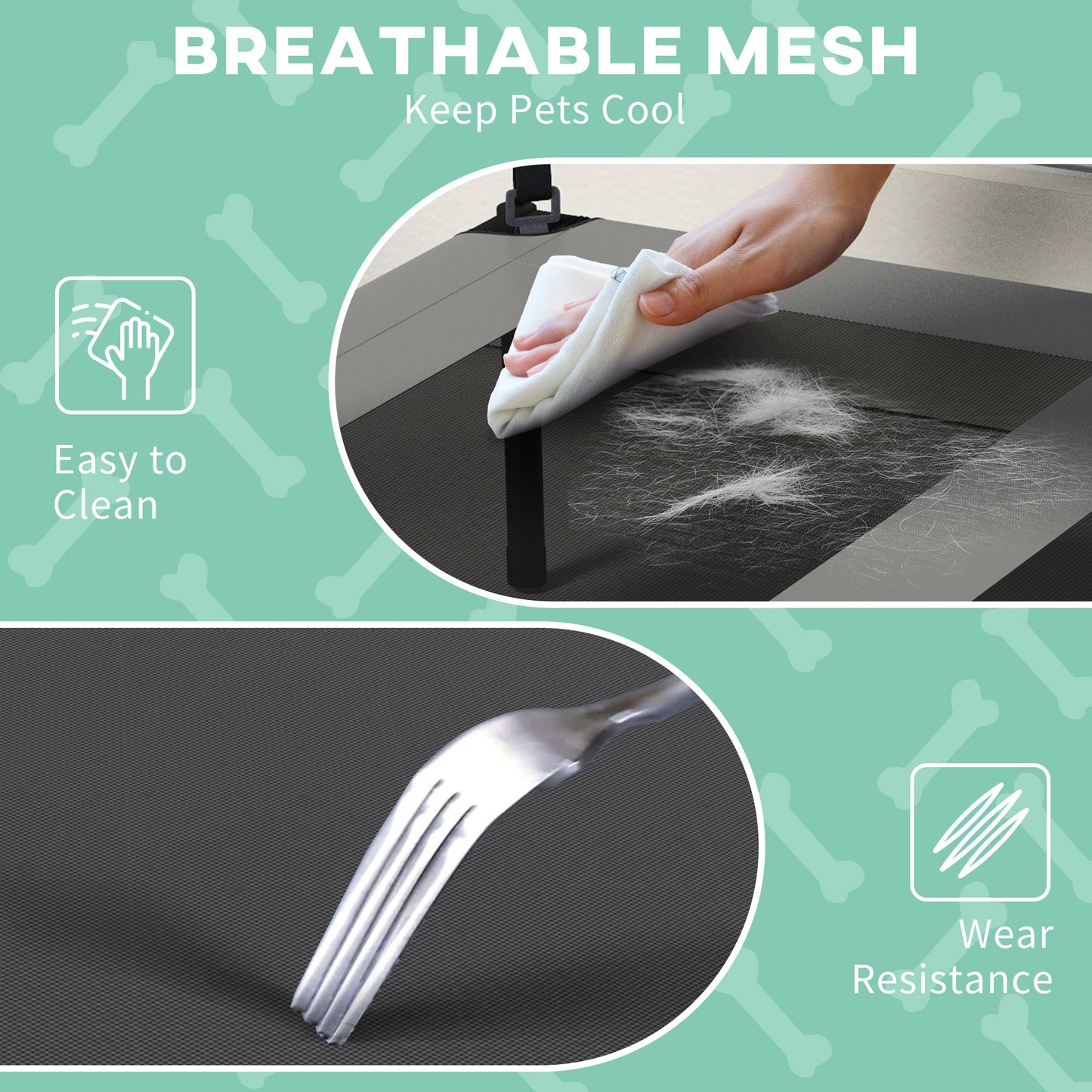 Cooling Raised Pet Bed w/ Washable Breathable Mesh, for Medium, Large Dogs, 91 x 76 x 85cm - Light Grey