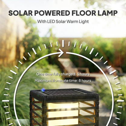 Garden Rattan Lamp, 68 cm Solar Rattan Floor Lamp, Solar Garden Light with Auto On/Off LEDs, IP44 Waterproof, Black