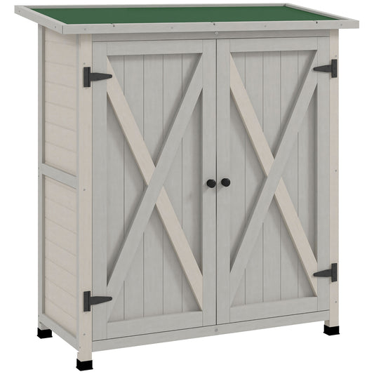 46.5 x 97cm Compact Wooden Storage Shed - Light Grey
