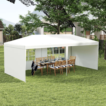 6 x 3 m Party Tent Gazebo Marquee Outdoor Patio Canopy Shelter with Windows and Side Panels White