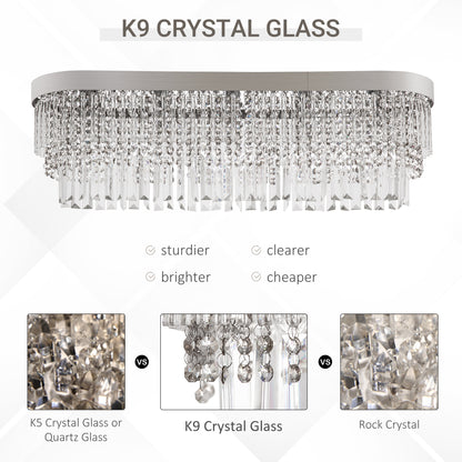 Modern Raindrop Crystal Chandelier, Round Rectangular hanging Ceiling Light, Linear Hanging Lighting