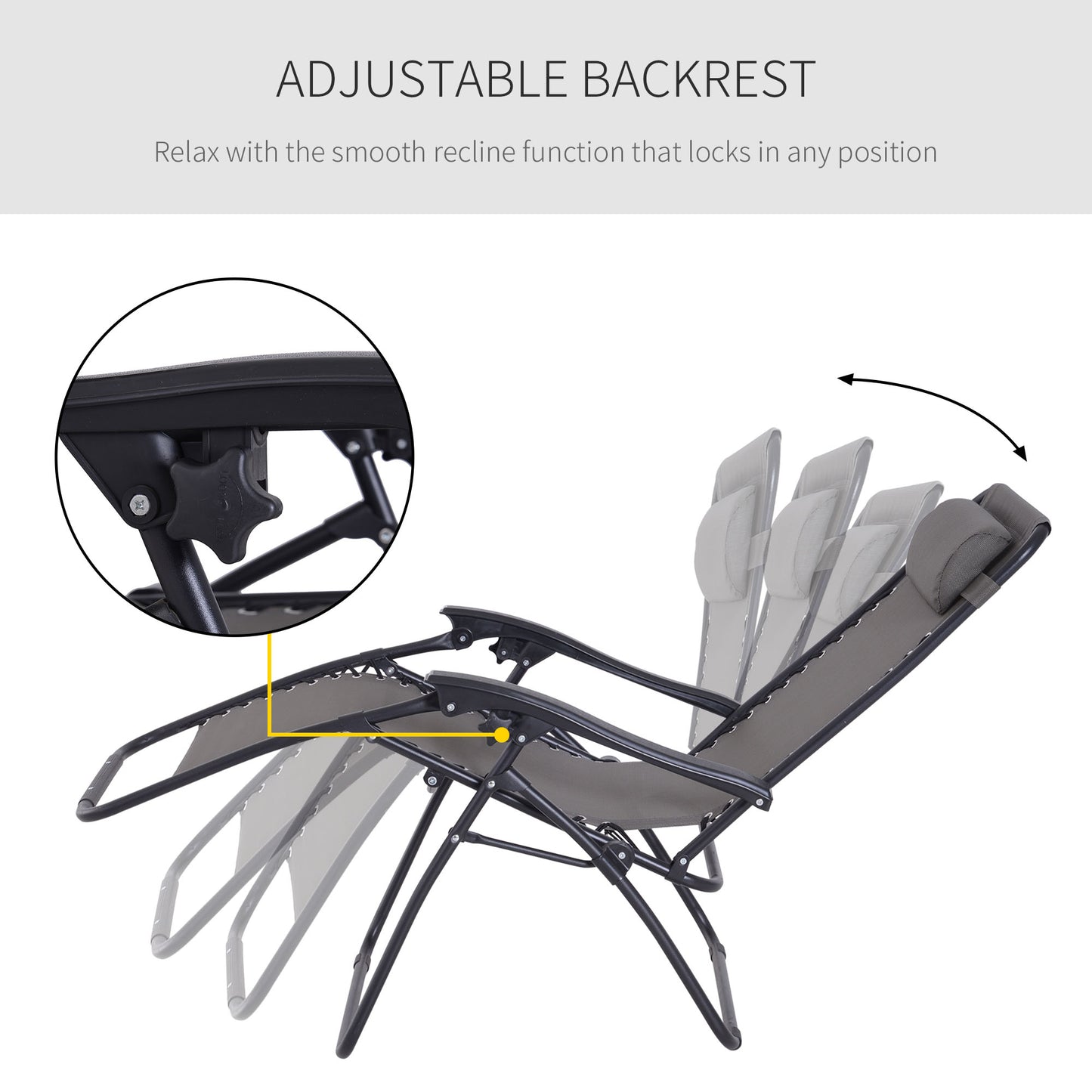 Zero Gravity Chair Metal Frame Texteline Armchair Outdoor Folding and Reclining Sun Lounger with Head Pillow for Patio Deckin