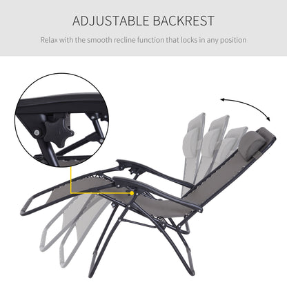Zero Gravity Chair Metal Frame Texteline Armchair Outdoor Folding and Reclining Sun Lounger with Head Pillow for Patio Deckin
