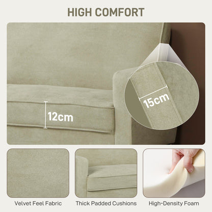 Two-Seater Velvet-Feel Sofa - Beige
