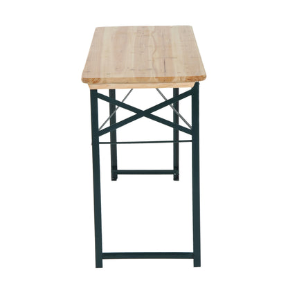 Portable Folding Camping Picnic Trestle Beer Table and 2 Bench Set Wooden Garden Furniture Patio Dining Party BBQ Chairs Stoo