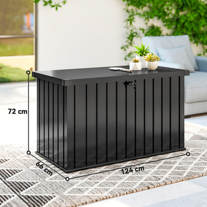 400L Galvanised Steel Garden Storage Box, Black