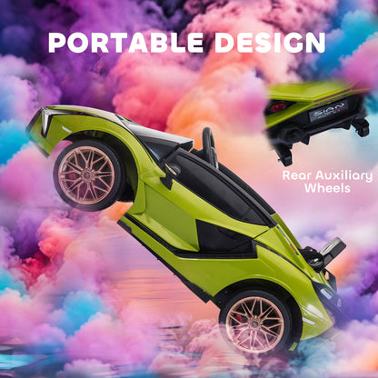 Lamborghini Sian Licensed Electric Car for Kids, 12V Kids Electric Ride on Car with Dual Motors, Remote Control, Green