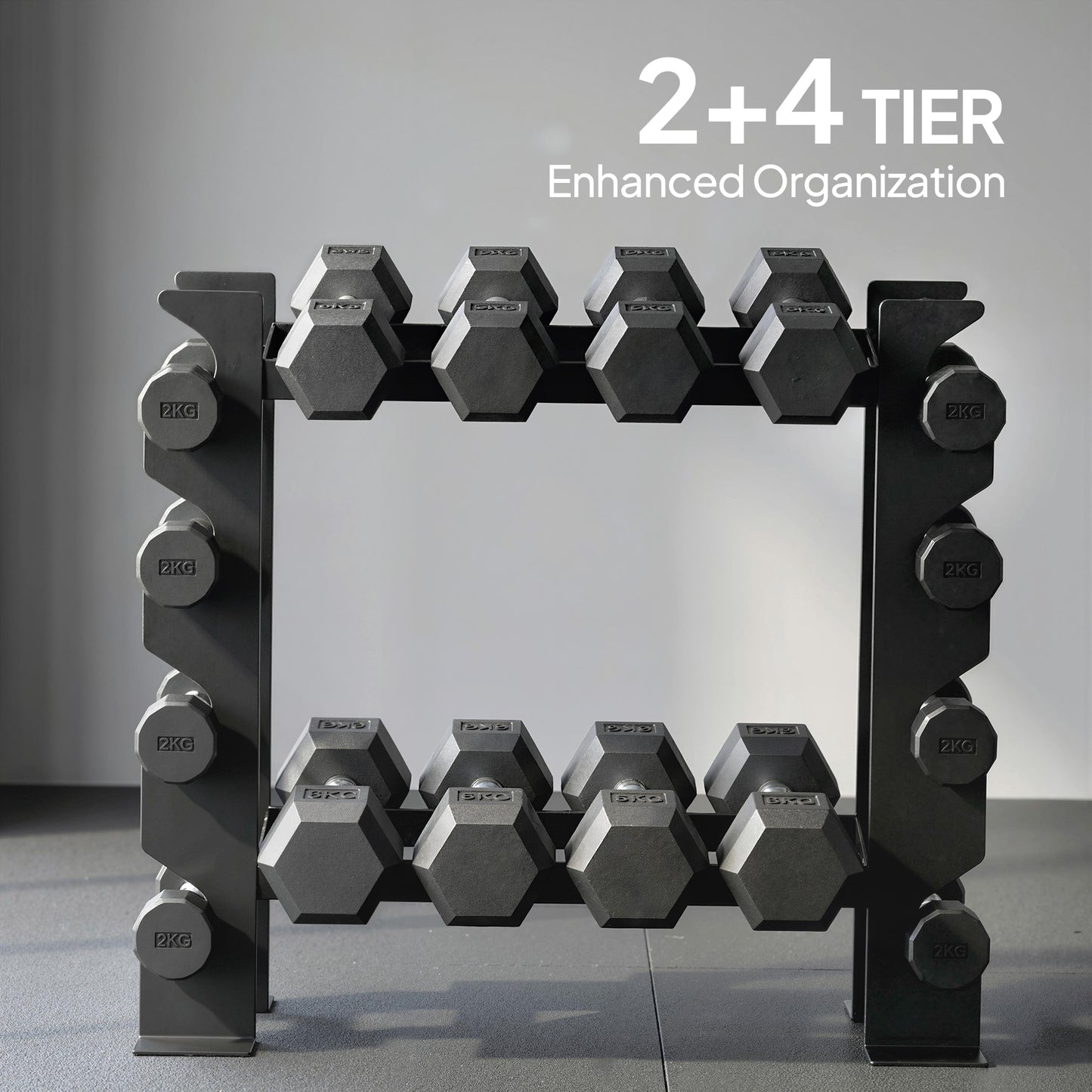 4-Tier Dumbbell Rack, Heavy-Duty Weight Rack for Dumbbells, Kettlebells and Multiple Balls, 200 KG Capacity, Black