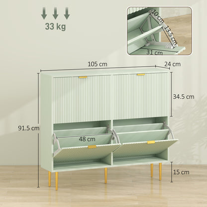 Elegant Four-Drawer Shoe Cabinet - Light Green