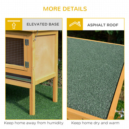 Rabbit Hutch Outdoor Guinea Pig Hutch House Small Animal Bunny Cage w/ Openable Roof, 115 x 44 x 65 cm
