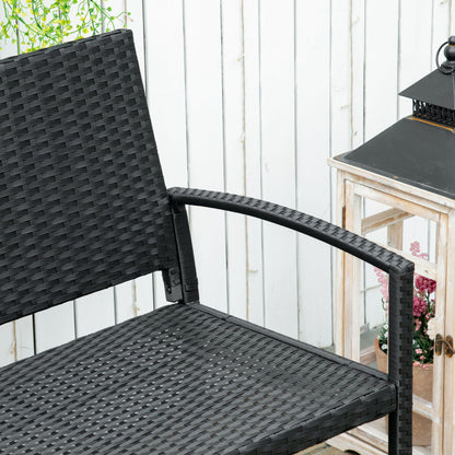 2 Seater Poly Rattan Garden Bench, All Weather Wicker Garden Loveseat, Outdoor Seating Bench with 240 Load Capacity