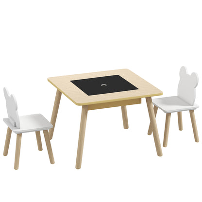 3-Piece Kids Table and Chairs Set with Convertible Desk and Storage Grid, Kids Activity Table for Nursery, Playroom