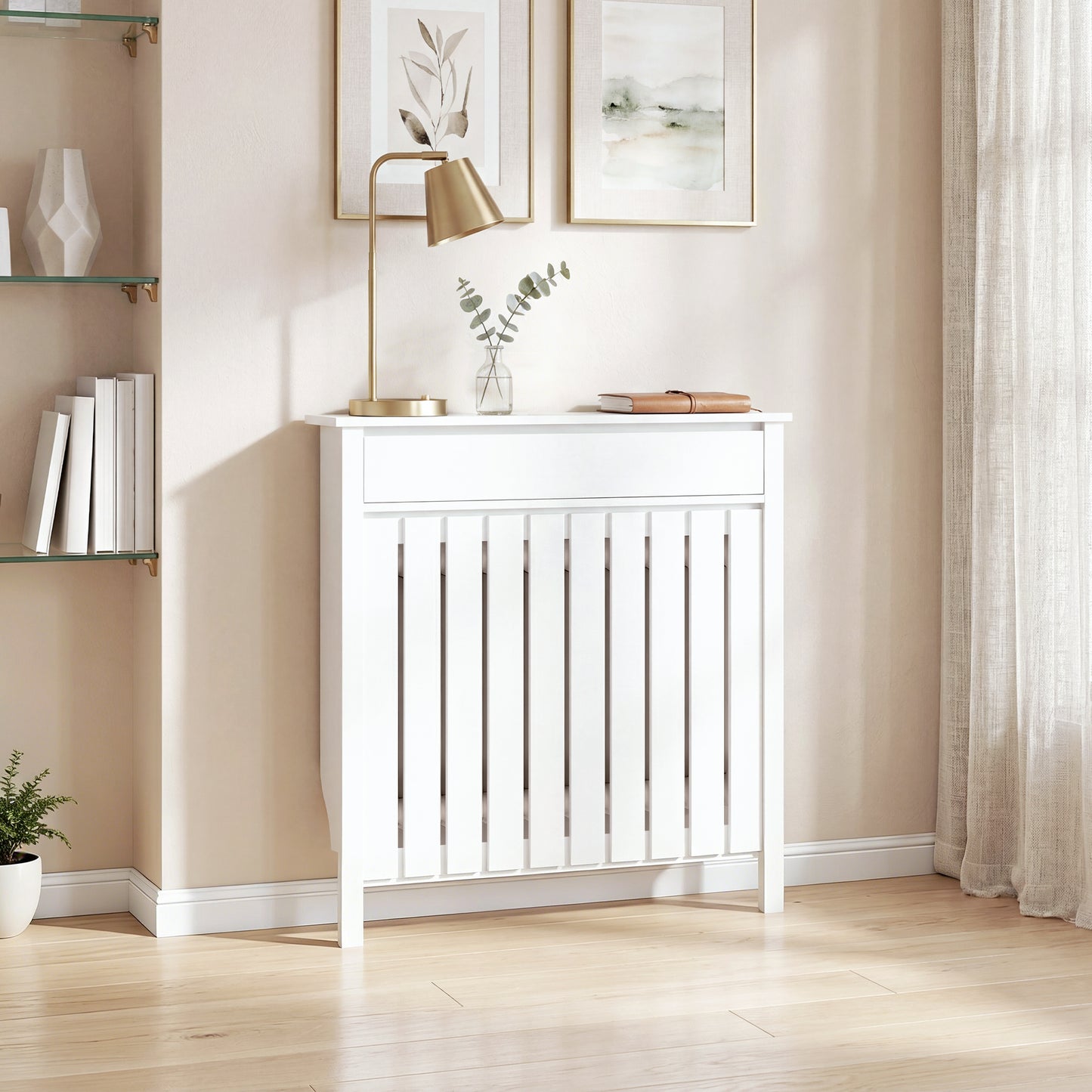 93 x 88.5cm Rustic-Look Radiator Cover - White