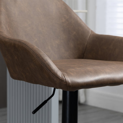 Bar Stools Set of 2, Height Adjustable Swivel Barstools, PU Leather Kitchen Stools with Backs