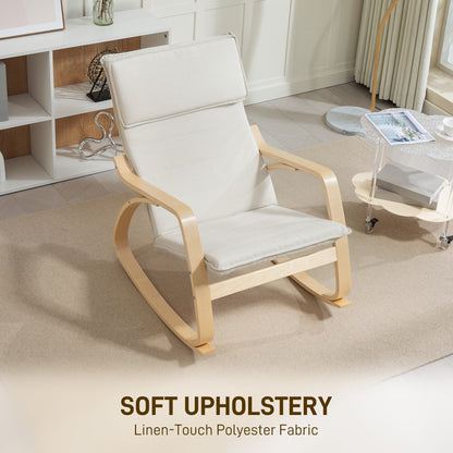 Comfortable Relax Rocking Chair, Upholstered Lounge Chair Recliner with High Back and Headrest for Living Room, Bedroom