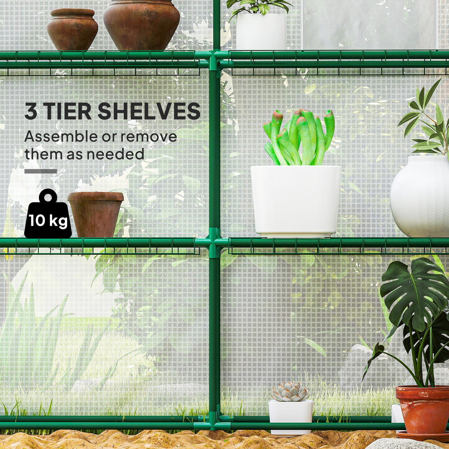 Walk-in Greenhouse with 3 Tier 12 Shelves, Small Greenhouse with Reinforced PE Cover