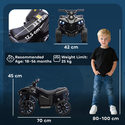 6V Kids ATV, 4 Wheeler Electric Ride on Car with Music and LED Headlights, for Ages 18-56 Months Boys and Girls, Black