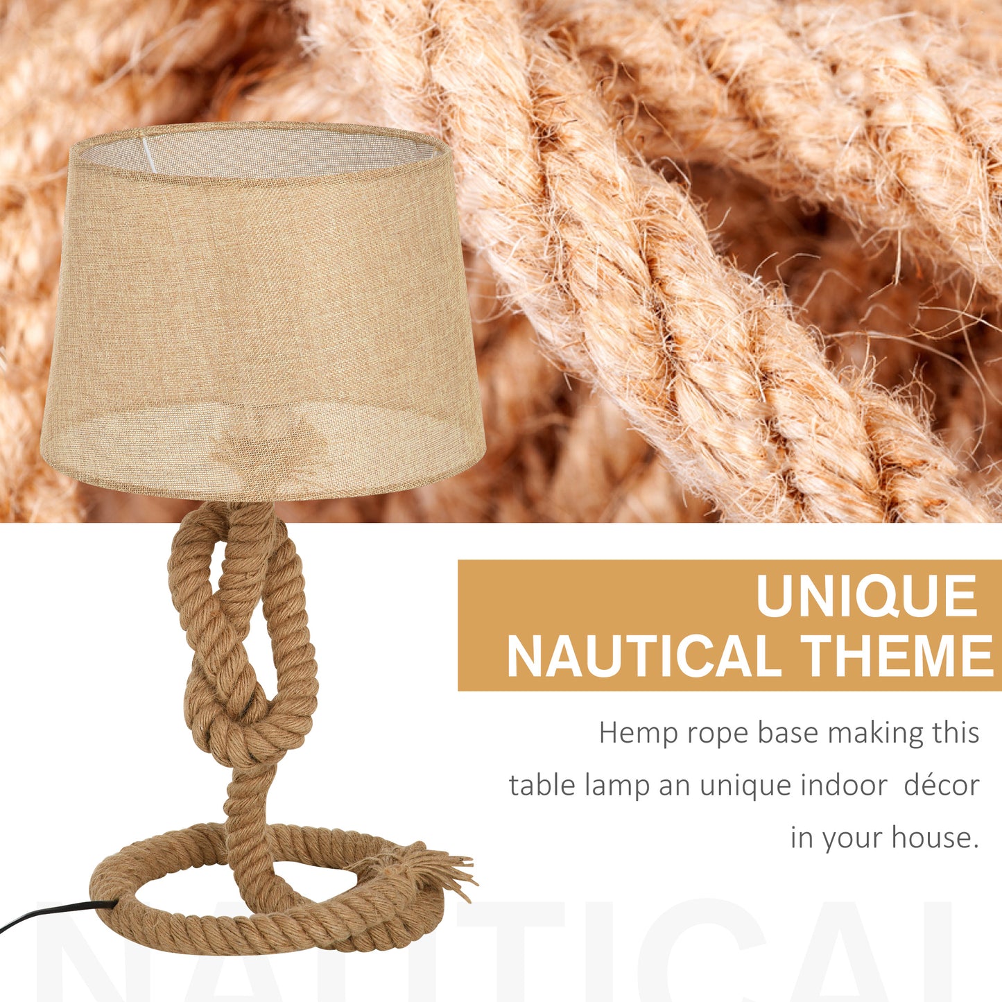 Nautical Table Lamp with Fabric Shade – Beige