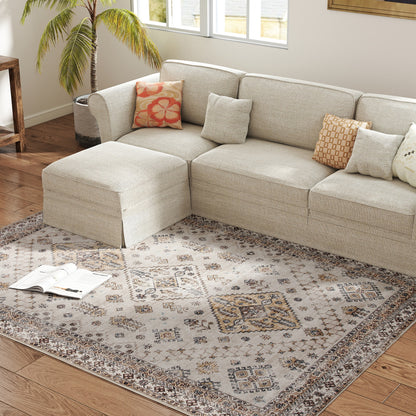 Vintage Area Rug, Non-Slip Washable Rug, Flannel Floor Carpet for Living Room, Bedroom, Dining Room, Home Office