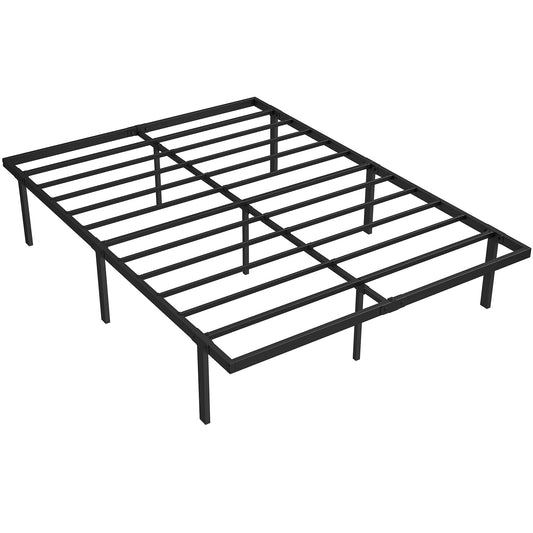 4ft6 Double Bed Frame with Underbed Storage, Metal Platform Bed Frame with Steel Slat Support, No Box Spring Needed