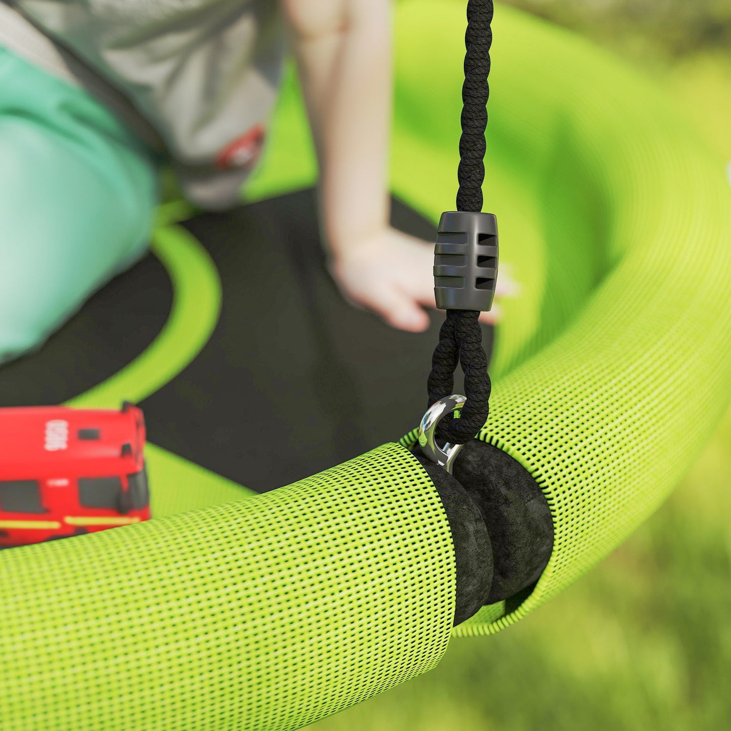 100cm Diameter Nest Seat for Kids with Height Adjustable Hanging Ropes for Outdoor, Playground, Garden, Green