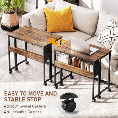 80 cm Drop Leaf Writing Work Desk - Rustic Brown
