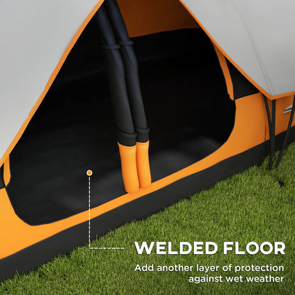 Six-Man Tent, with Two Rooms, Small Rainfly and Accessories - Orange