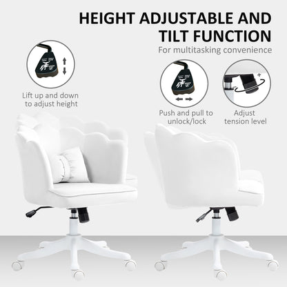 Velvet-Feel Petal Back Office Chair - White
