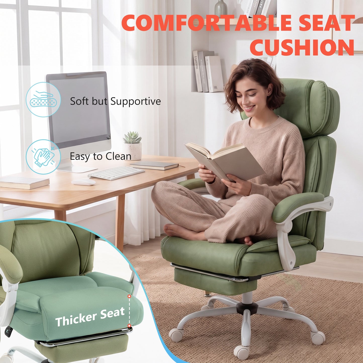 High Back Vibration Massage Office Chair Heated Reclining Computer Chair w/ Adjustable Height, Swivel Wheels, Lime Green