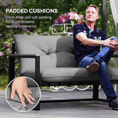 Garden Furniture Set, 4 Piece Indoor Outdoor Conservatory with Loveseat Sofa, Armchairs, Glass Top Coffee Table