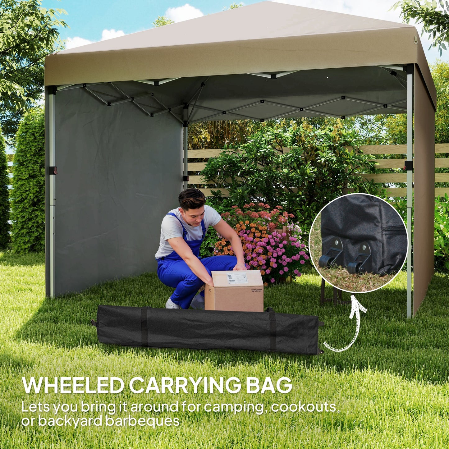 3 x 3 (M) Pop Up Gazebo, UPF 30+ with 2 Sidewalls, Leg Weight Bags and Wheeled Bag