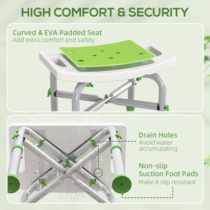 44-51.5cm Aluminium Frame Shower/Bath Stool - Green