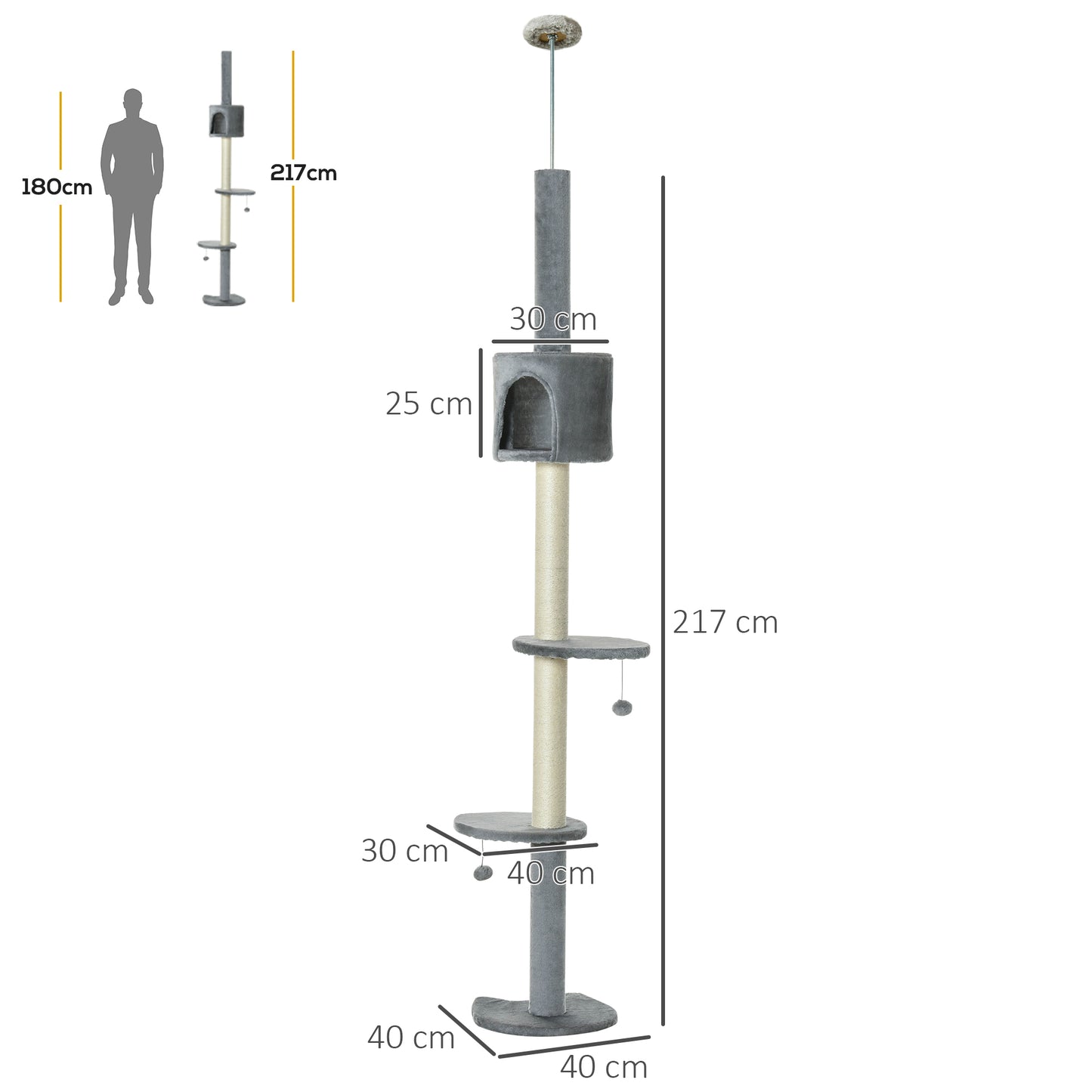 Floor to Ceiling Cat Tree for Indoor Cats, Kitten Tower, Condo, Multi-Layer Activity Center