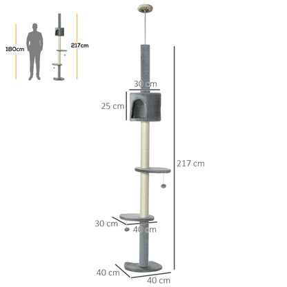 Floor to Ceiling Cat Tree for Indoor Cats, Kitten Tower, Condo, Multi-Layer Activity Center
