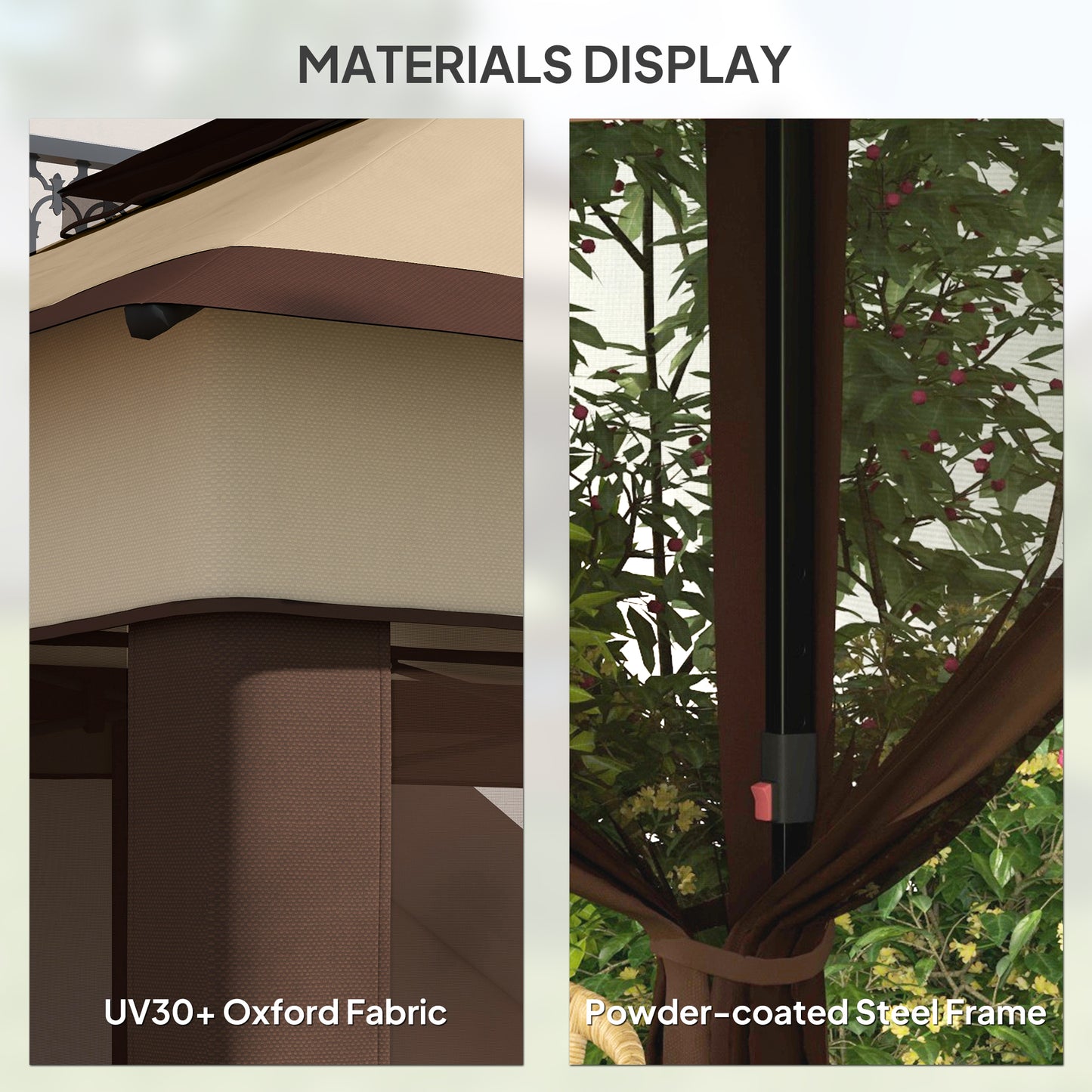 3 x 3(m) Pop Up Gazebo, Height Adjustable Instant Event Shelter with Netting and Carrying Bag, Beige