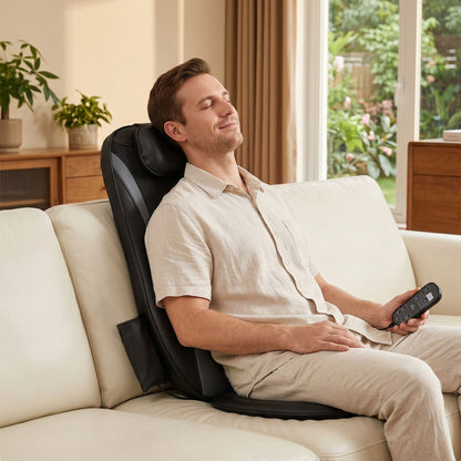 Back Massager with Heat, Deep Tissue Kneading Massage Chair with 3-Level Seat Vibration, Massage Chair Pad for Back Pain