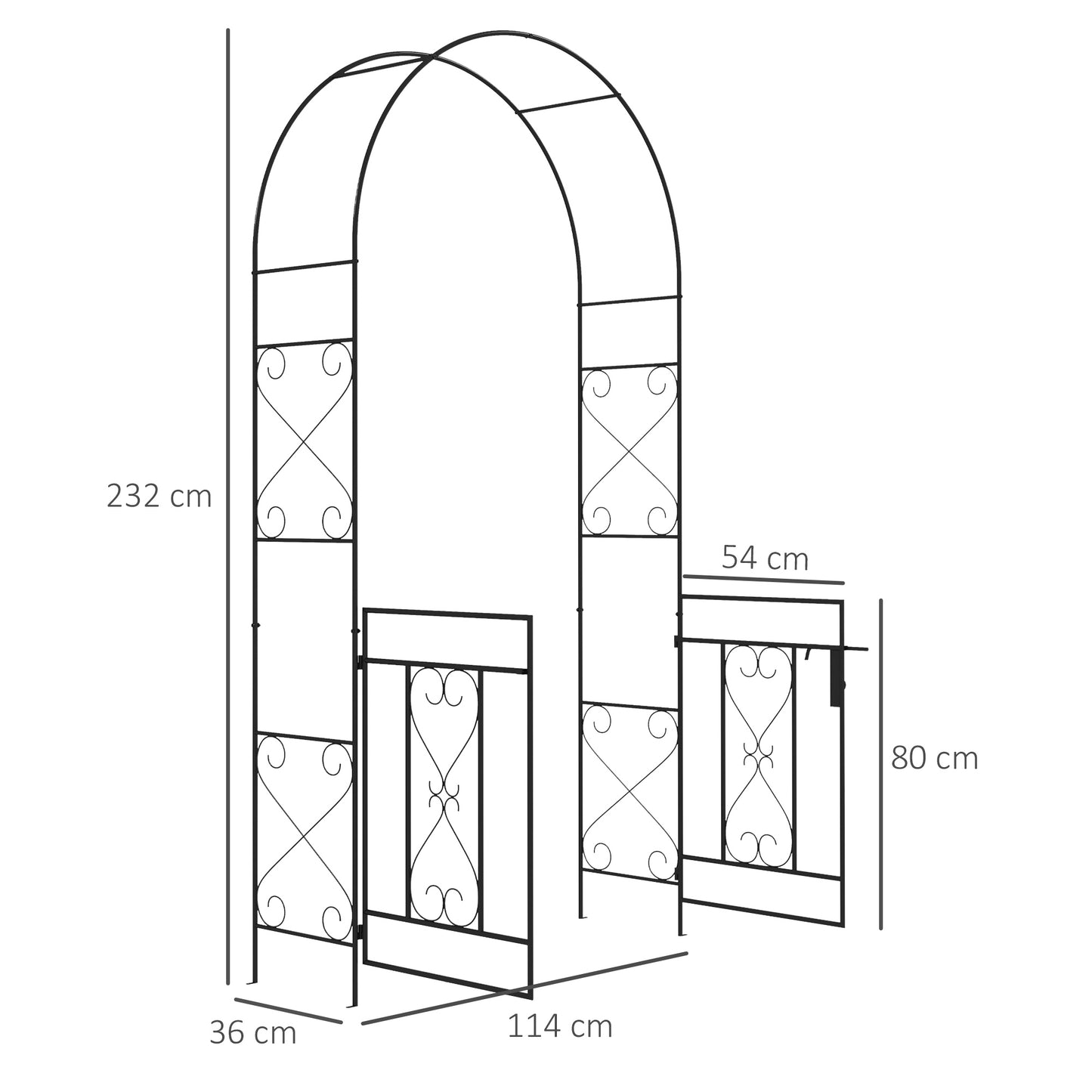 Garden Arch with Double Gates, Metal Garden Arbor for Climbing Roses & Vines