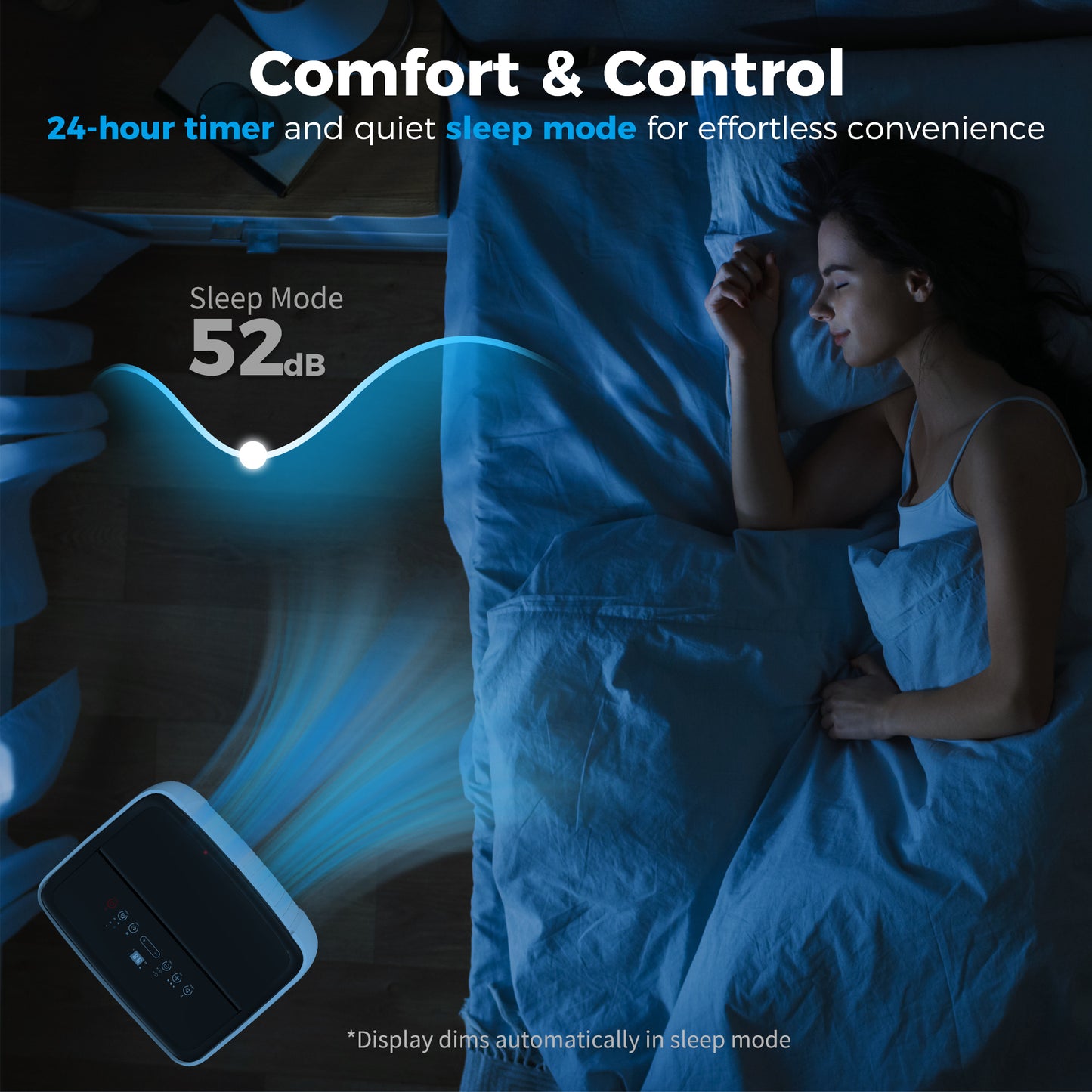 12000 BTU 5-in-1 Portable Air Conditioner with Cool, Heat, Dehumidifier, Fan, Sleep, WiFi Voice Control, White