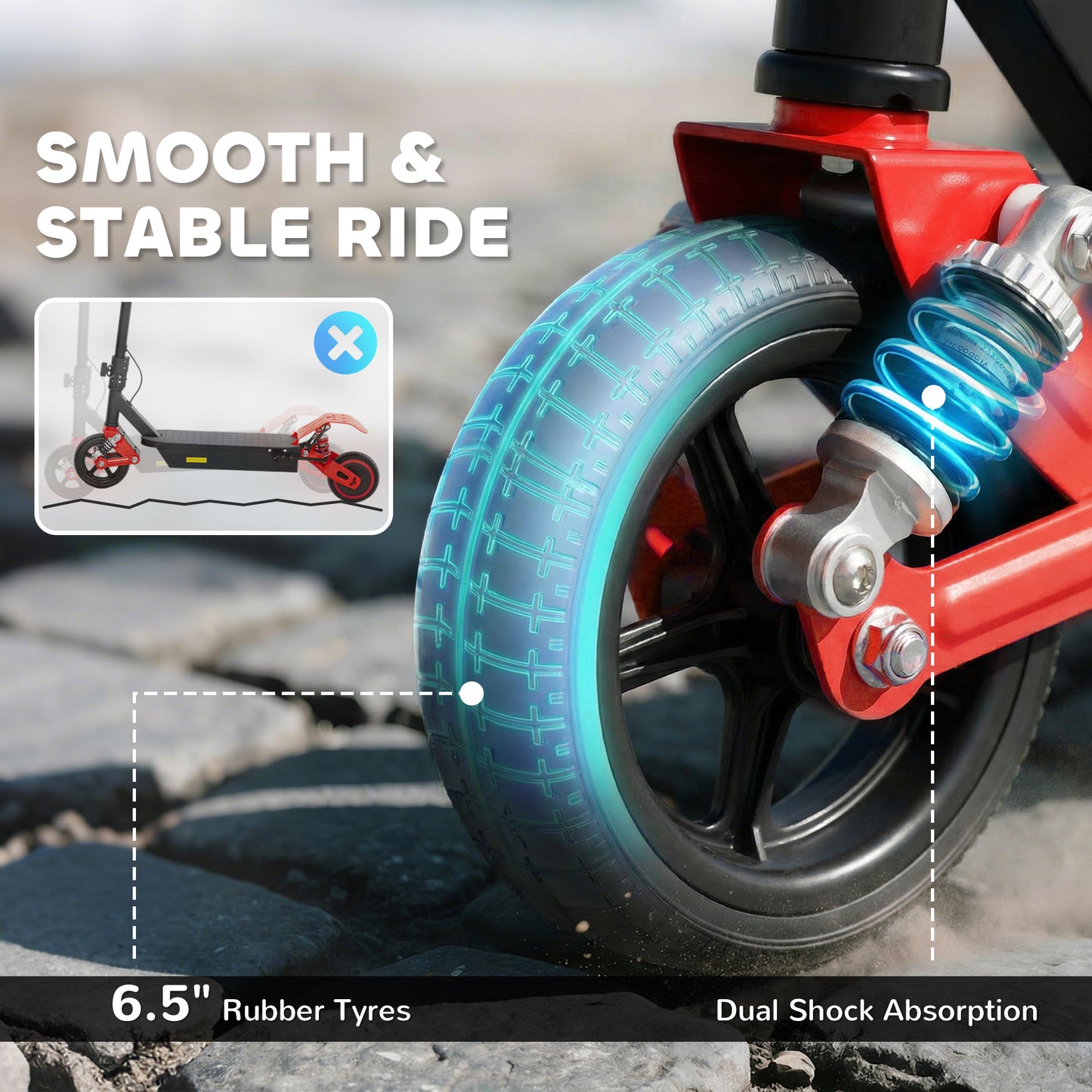 Foldable Kids Electric Scooter with LCD Display, Dual Shock Absorption, Up to 15 KM/H, Max Range 6 KM for Age 6-14, Red