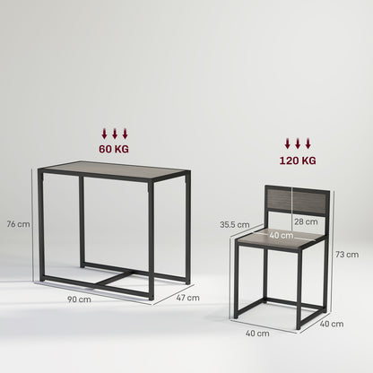 Dining Table and Chairs Set 2, Dining Room Sets, Rectangular Space Saving Table and 2 Chairs for Compact Kitchens